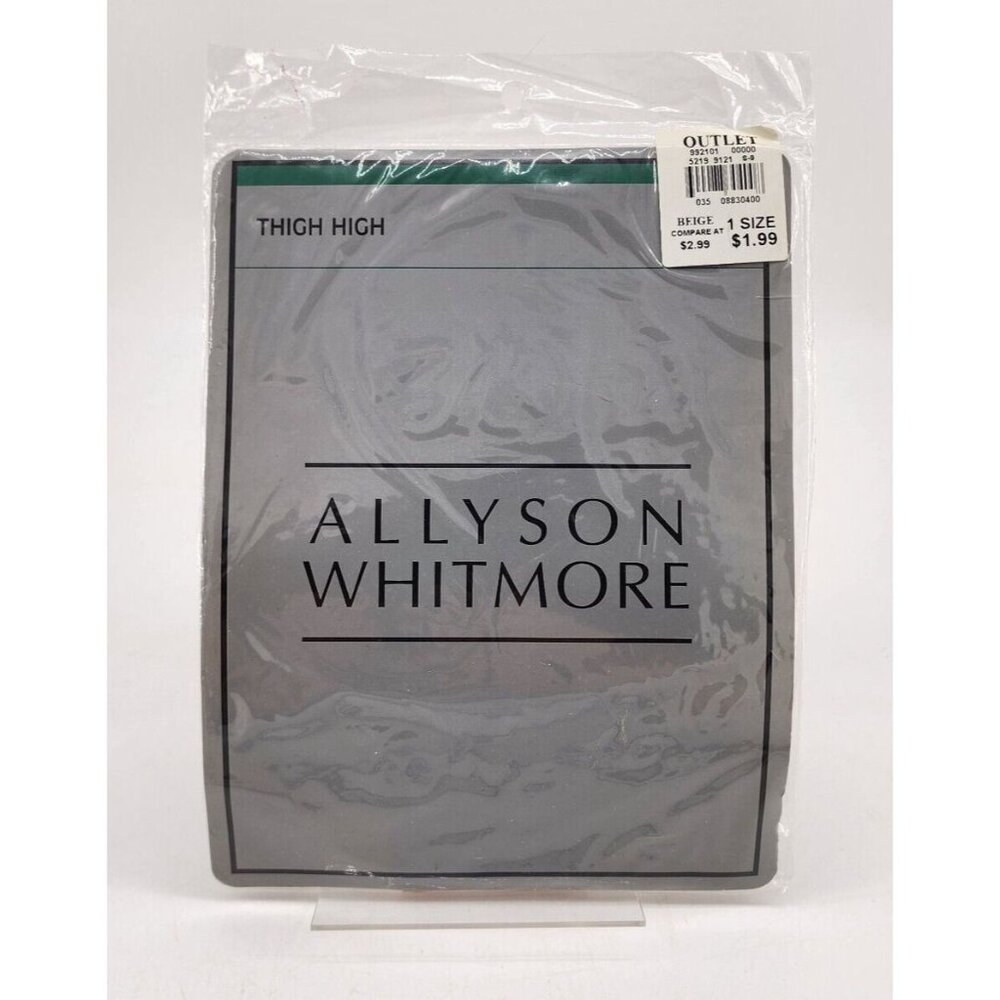 Vintage New Allyson Whitmore Thigh‎ High Pantyhose Stockings Nylon Nude One Size